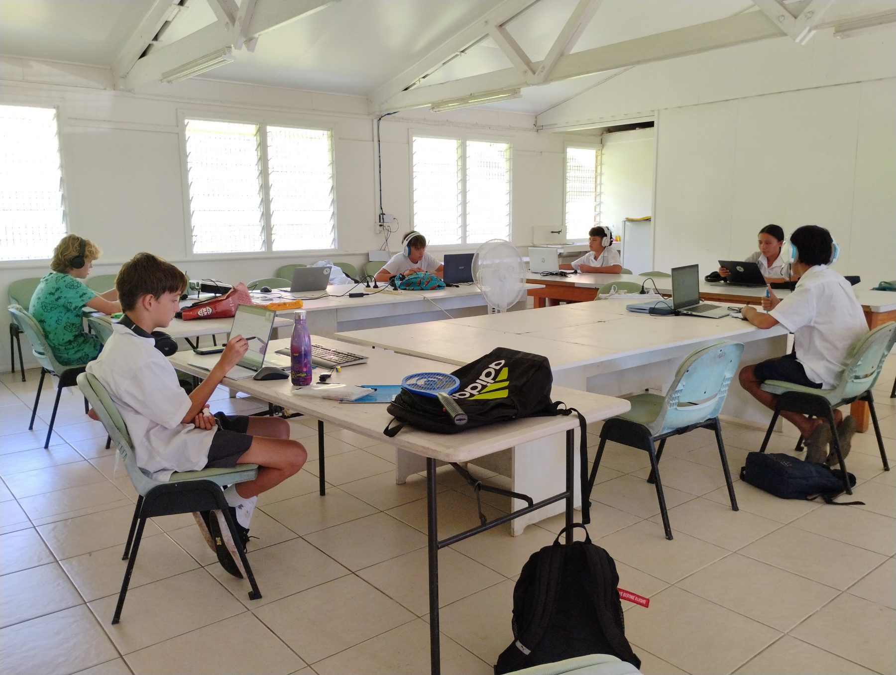 Cook Islands CGA students in a shared study space in Rarotonga